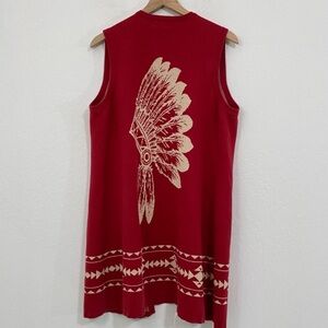 Scully Red SleevelessVest with Feather Design